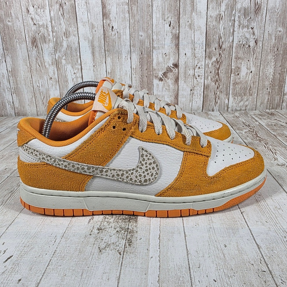 Nike Dunk Low Safari Kumquat Orange White Suede Sneakers DR0156-800 Womens 8